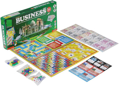 PEZYOX original Business 5 in 1 Deluxe Game with Plastic Money Coins for Young Businessmen to Learn Trading and Other Systems of Buying and Selling( Multi Color ) Money & Assets Board Game