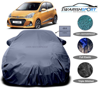 Swarish Car Cover For Hyundai Grand i10 (With Mirror Pockets)(Grey)