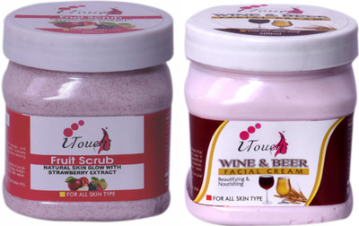 I TOUCH HERBAL Fruit Scrub 500 ml + Wine And Beer Cream 500 ml ( Pack Of 2 x 500 ml )(2 Items in the set)