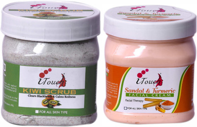 I TOUCH HERBAL Kiwi Scrub 500 ml + Sandal And Turmeric Cream 500 ml ( Pack Of 2 x 500 ml )(2 Items in the set)