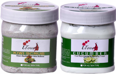 I TOUCH HERBAL Kiwi Scrub 500 ml + Cucumber Cream 500 ml ( Pack Of 2 x 500 ml )(2 Items in the set)
