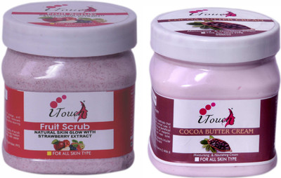 I TOUCH HERBAL Fruit Scrub 500 ml + Cocoa Butter Cream 500 ml ( Pack Of 2 x 500 ml )(2 Items in the set)