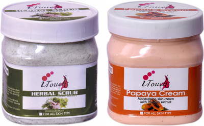 I TOUCH HERBAL Herbal Scrub 500 ml + Papaya Cream 500 ml ( Pack Of 2 x 500 ml )(2 Items in the set)
