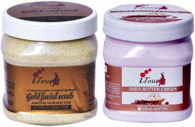 I TOUCH HERBAL Gold Scrub 500 ml + Shea Butter Cream 500 ml ( Pack Of 2 x 500 ml )(2 Items in the set)