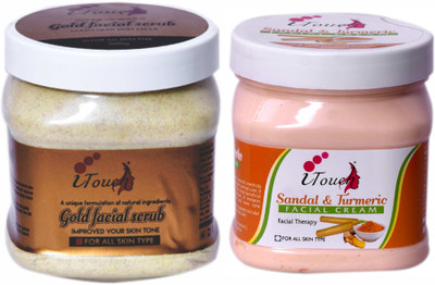 I TOUCH HERBAL Gold Scrub 500 ml + Sandal And Turmeric Cream 500 ml ( Pack Of 2 x 500 ml )(2 Items in the set) I TOUCH HERBAL Gold Scrub 500 ml + Sandal And Turmeric Cream 500 ml ( Pack Of 2 x 500 ml )(2 Items in the set)