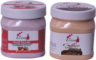 I TOUCH HERBAL Fruit Scrub 500 ml + Coffee Cream 500 ml ( Pack Of 2 x 500 ml )(2 Items in the set)