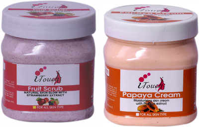 I TOUCH HERBAL Fruit Scrub 500 ml + Papaya Cream 500 ml ( Pack Of 2 x 500 ml )(2 Items in the set)