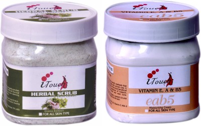 I TOUCH HERBAL Herbal Scrub 500 ml + Vitamin E,A,B5 Cream 500 ml ( Pack Of 2 x 500 ml )(2 Items in the set)