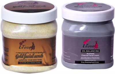 I TOUCH HERBAL Gold Scrub 500 ml + Charcoal Cream 500 ml ( Pack Of 2 x 500 ml )(2 Items in the set)