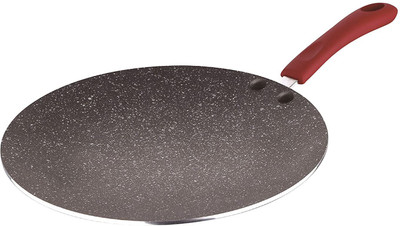 BERGNER Bellini Plus Press 28 cm Non-Stick Flat Tawa, Red Induction Bottom Non-Stick Coated Cookware Set(Aluminium, 1 - Piece)