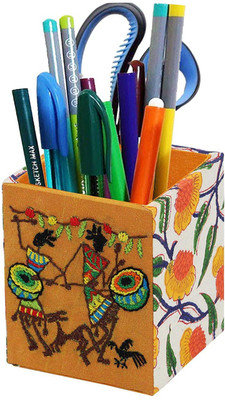 INDHA 1 Compartments MDF, COTTON PEN STAND(Multicolor)