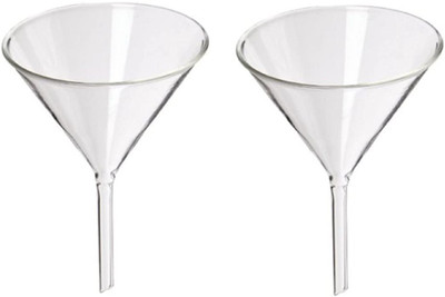 Spylx Funnel 3 inches 75mm for Laboratory Use Borosilicate Glassware,for Bottle Hot Oil or Liquid Chemicals Solutions, PACK OF 2 PCS. Borosilicate Glass Funnel Set(Clear, Pack of 2)