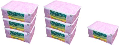 ANNORA INTERNATIONAL ANI_Pink_Khakhi_007 Presents non woven saree cover storage bags for clothes With primum quality saree cover fancy saree cover with zip combo offer low price & cloth organizer for wardrobe Yellow Saree Cover Paco fo 7 ANI_Pink_Khakhi_007(Pink)