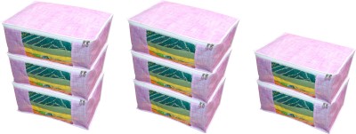 ANNORA INTERNATIONAL ANI_Pink_Khakhi_008 Presents non woven saree cover storage bags for clothes With primum quality saree cover fancy saree cover with zip combo offer low price & cloth organizer for wardrobe Yellow Saree Cover Paco fo 8 ANI_Pink_Khakhi_008(Pink)