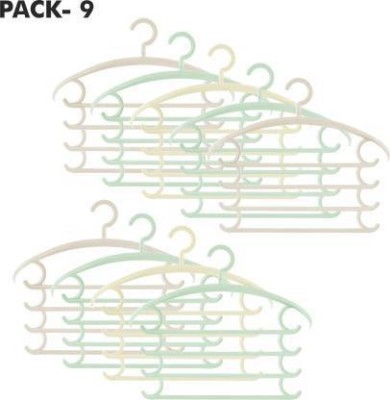 DEESSE Multipurpose Multi-Layer Hangers for Clothes Pack of 9 Plastic Shirt Pack of 9 Hangers For  Shirt(Beige, Clear, White)