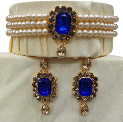 catalyst venture Alloy Gold-plated Blue Jewellery Set(Pack of 1)