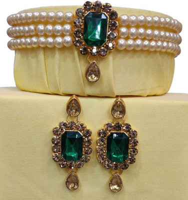 catalyst venture Alloy Gold-plated Green, White Jewellery Set(Pack of 1)