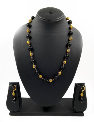 Aamrapali Silver Gems Stone, Alloy Gold-plated Gold, Black Jewellery Set(Pack of 1)
