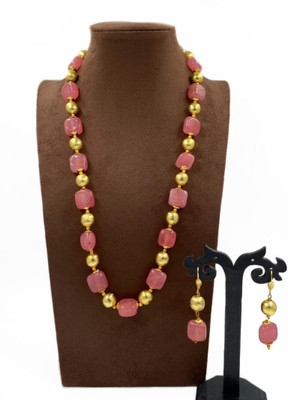 Aamrapali Silver Gems Stone, Alloy Gold-plated Pink Jewellery Set(Pack of 1)