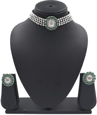 Sandhya Designer Studio Metal Green, Silver Jewellery Set(Pack of 1)