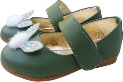 New latest Girls Velcro Ballerinas(Green)