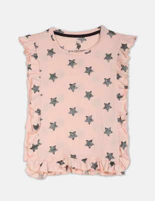 U.S. POLO ASSN. Baby Girls Casual Cotton Blend Top(Pink, Pack of 1)