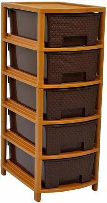 YASHODEEP PLASTIC Utensil Kitchen Rack Plastic Free Standing Multi-Purpose Modular Drawer Storage Organizer for Home and Kitchen - (5 Layers) Foldable Storage Box Containers