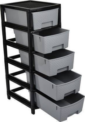 YASHODEEP PLASTIC Utensil Kitchen Rack Plastic Free Standing Multi-Purpose Modular Drawer Storage Organizer for Home and Kitchen - (5 Layers) Foldable Storage Box Containers