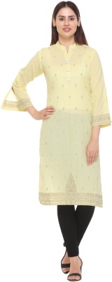 Safaa Women Printed Straight Kurta(Yellow)