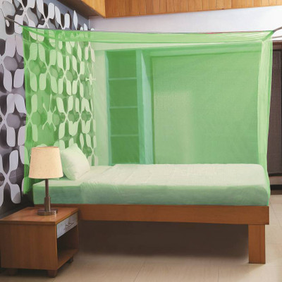 shree bala ji HDPE - High Density Poly Ethylene Adults Washable MOSQUITO NET 7X7 (BLUE) Mosquito Net(Green, Bed Box)