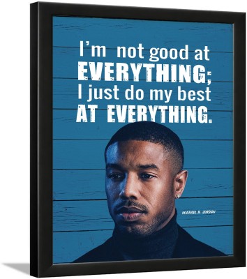 Michael B Jordan Poster with Frame - Michael B Jordan Frames - Michael B Jordan Quotes Wall Frames Paper Print(13.5 inch X 10.5 inch)