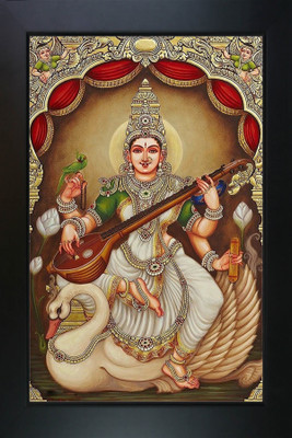 RV SALES saraswati mata photo with frame for puja room & wall Religious Frame
