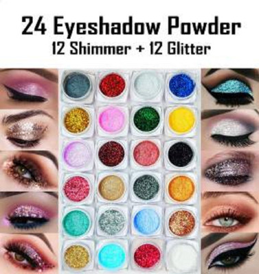 Elecsera 24 Eyeshadow Powder (12 Glitter Eyeshadow + 12 Shimmer Eyeshadow) Eye Shadow(Multicolor)