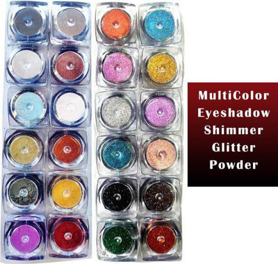 Elecsera Multicolor Shining Shimmer Glitter Powder Face + Body + Eyes 24 Pcs(Multicolor)