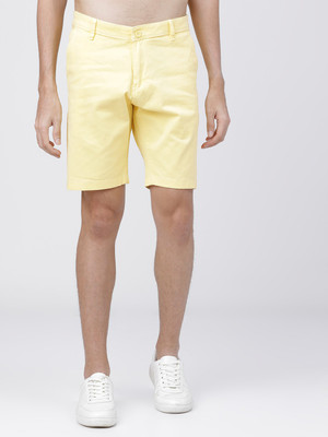 HIGHLANDER Solid Men Yellow Regular Shorts