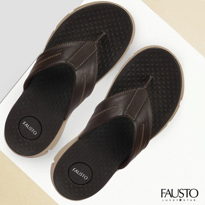 FAUSTO Men Slippers(Brown , 9)