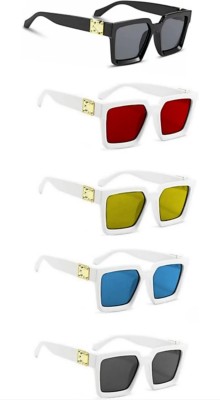 SUNBEE Retro Square Sunglasses(For Men & Women, Blue, Black, Red, Yellow)