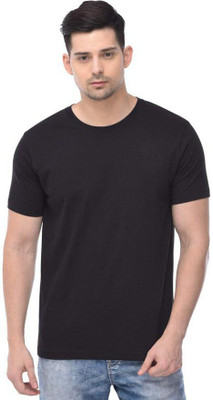 COLOR CAPITAL Solid Men Round Neck Black T-Shirt
