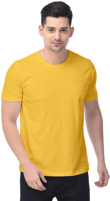 COLOR CAPITAL Solid Men Round Neck Yellow T-Shirt