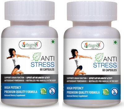 Vringra Anti-Stress Capsules–Stress Free–Memory Support Capsules–Reduce Anxiety(Pack of 2)(2 x 60 Tablets)