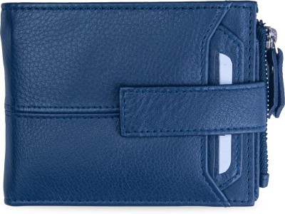 Hide Horn Men Casual, Formal Blue Genuine Leather Wallet(11 Card Slots)