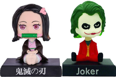 Daiyamondo Ninja girl With Red Joker Big Size Bobble Head - Action Figure Moving Head Bobblehead Spring Dancing PVC Bobble Spring Dancing Doll Toy Car Dashboard Bounce Toys for Car Interior Dashboard(Multicolor)