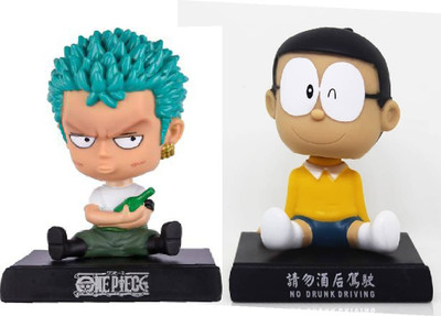 Daiyamondo Green Head With Japanese Cartoon Big Size Bobble Head - Action Figure Moving Head Bobblehead Spring Dancing PVC Bobble Spring Dancing Doll Toy Car Dashboard Bounce Toys for Car Interior Dashboard(Multicolor)