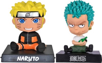 Daiyamondo Green Head One piece With Japanese Character Naruto Big Size Bobble Head - Action Figure Moving Head Bobblehead Spring Dancing PVC Bobble Spring Dancing Doll Toy Car Dashboard Bounce Toys for Car Interior Dashboard(Multicolor)