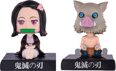 Daiyamondo Ninja Girl WIth Pig Face Big Size Bobble Head - Action Figure Moving Head Bobblehead Spring Dancing PVC Bobble Spring Dancing Doll Toy Car Dashboard Bounce Toys for Car Interior Dashboard(Multicolor)