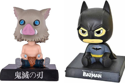 Daiyamondo Pig Face Ninja With Black Bat Big Size Bobble Head - Action Figure Moving Head Bobblehead Spring Dancing PVC Bobble Spring Dancing Doll Toy Car Dashboard Bounce Toys for Car Interior Dashboard(Multicolor)
