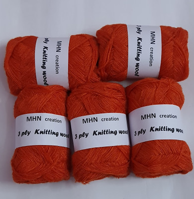 MHN CREATION 3 ply knitting wool RED set of 5