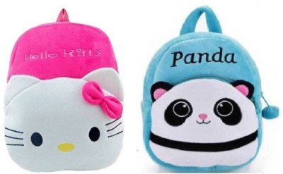 7Eleven Enterprise New AVK_Combo of 2 pink hello kitty, blue panda31.8 10 L Backpack(Multicolor)