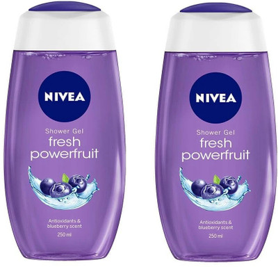 NIVEA Fresh Power Fruit Antioxidants & Blueberry Scent Shower Gel Each 250 ml Pack of 2(2 x 250 ml)