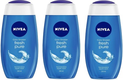 NIVEA Fresh Pure Sea Minerals & Aquatic Scent Shower Gel Each 250 ml -3 Pcs(3 x 250 ml)